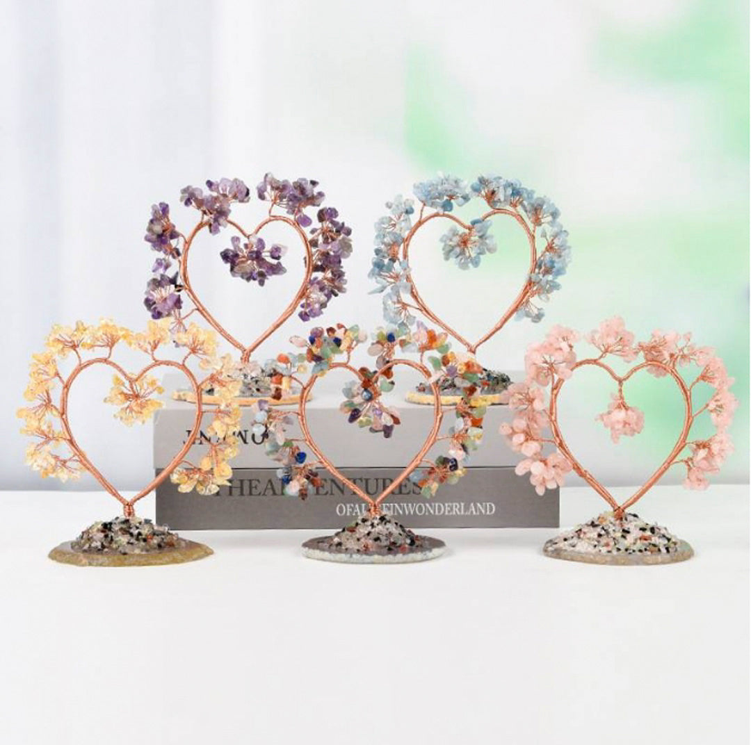 Love agate base crystal tree ornament