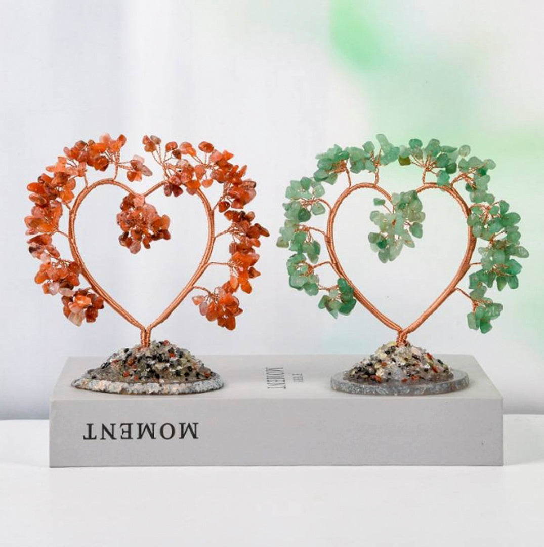 Love agate base crystal tree ornament