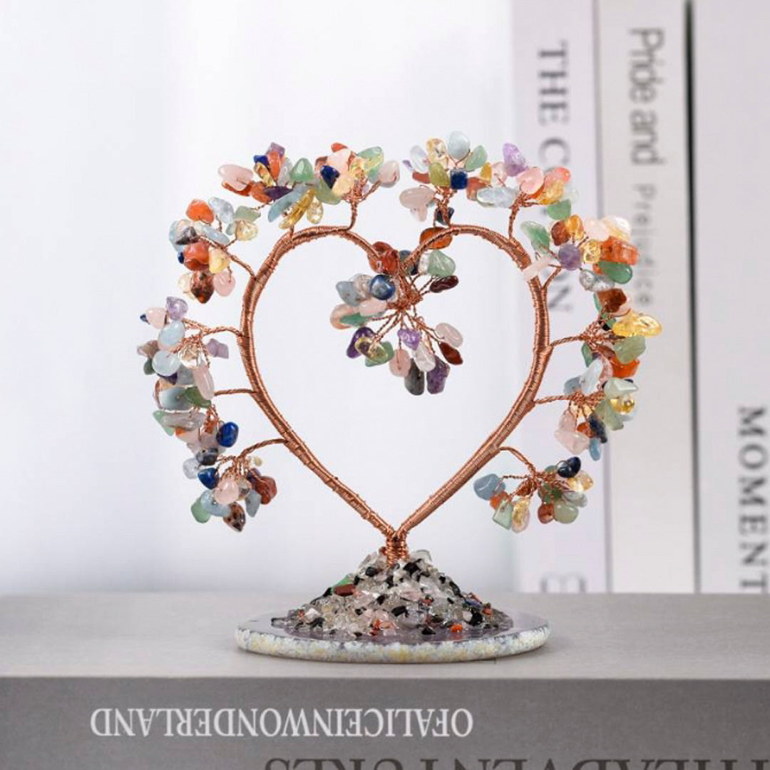 Love agate base crystal tree ornament